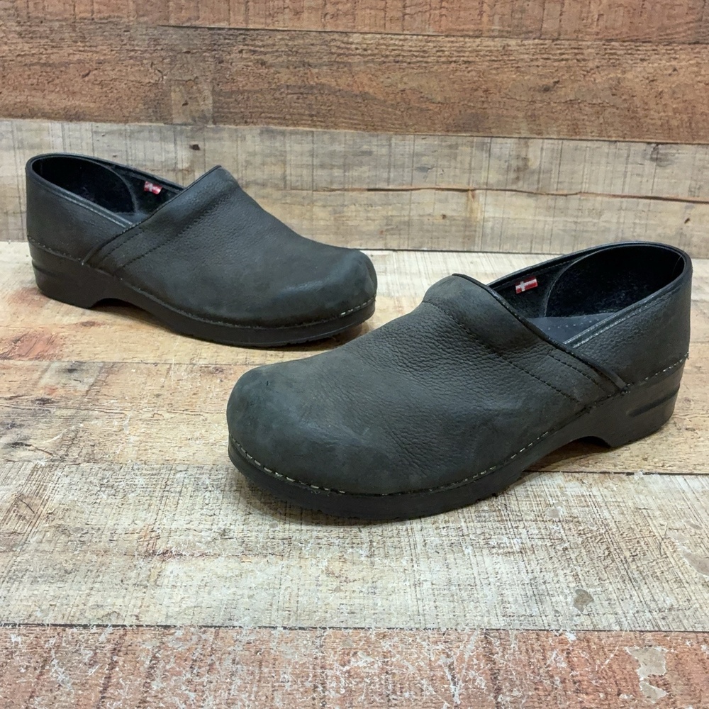 Sanita Clog Shoes Mens Size 12 45 Gray Leather Slip Resistant Work Comfort